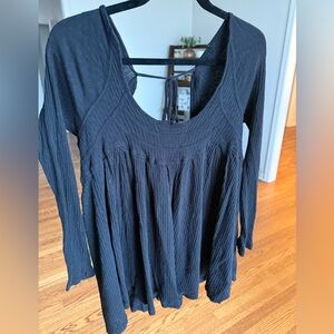Free People Black long sleeve baby doll tunic. Size S
